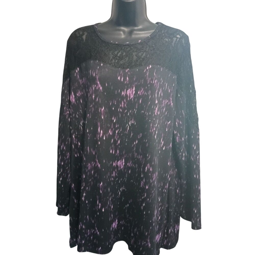 Christine Gerard Shirt XL Purple/Black Lace Dark Romantic Artistic Blouse